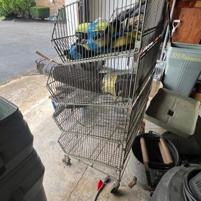 Metal baskets on casters