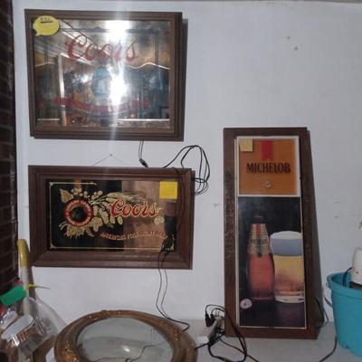 Beer signs and mirror