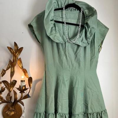  40'S CREPE GREEN DRESS 