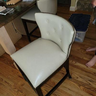 off white tufted back bar stool  with nail head trim