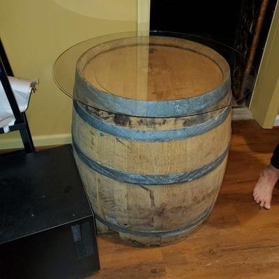 Wine barrell glass top
