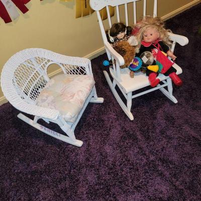 children's chairs, dolls, game tables