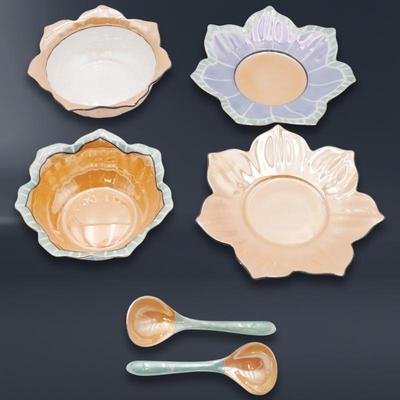 Set of 2 Lusterware Serving Bowls w/Saucer & Spoon