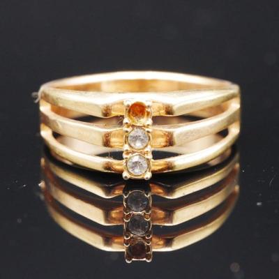 Vintage Avon Vertical 3 Band 3 Stone Ring