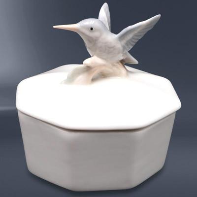 Otagiri Porcelain Hummingbird Lidded Trinket Dish