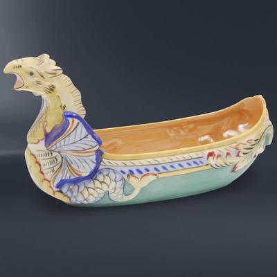 Noritake Hand Painted Ceramic Dragon Boat Planter