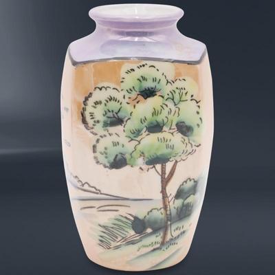 Vintage Lusterware Small Japanese Vase w/ Landscape Scene