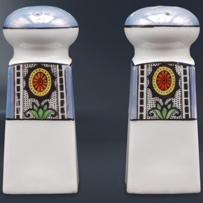 Vintage Japanese Lusterware Hand-Painted Porcelain Salt and Pepper Shakers