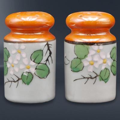 Vintage Japanese Lusterware Hand-Painted Porcelain Salt and Pepper Shakers