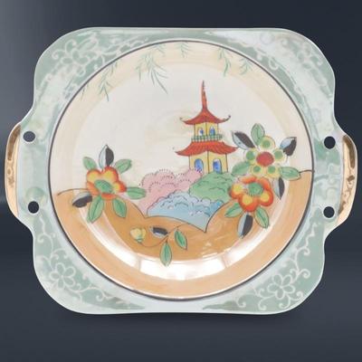 Vintage Japanese Lusterware Porcelain Square Dish