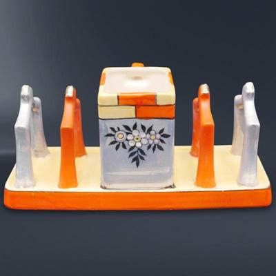 Hand Painted Lusterware Toast & Jam Caddy