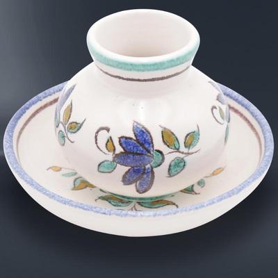 Miniature Ceramic Blue Flower Bud Vase & Trinket Dish