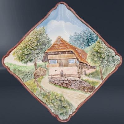 Cottage in the Woods Porcelain Wall Hanging