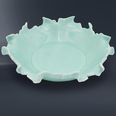 Turquoise Ceramic Ruffle Dish