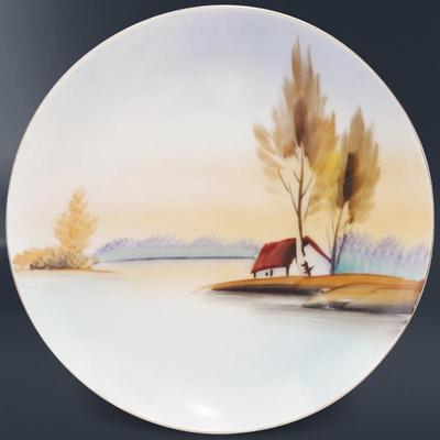 Meito China Hand Painted Cottage by Water Plate