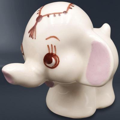 Small Ceramic Hand Painted Circus Elephant w/ Signature