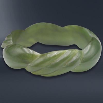 Carved Green Bakelite Ring