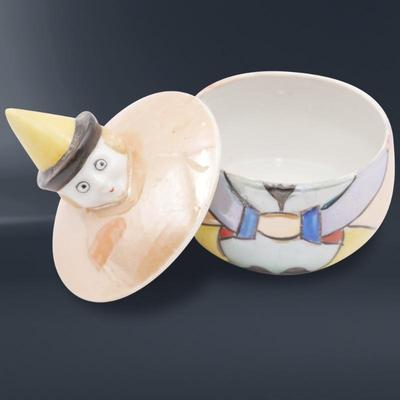 Lusterware Clown Lidded Bowl