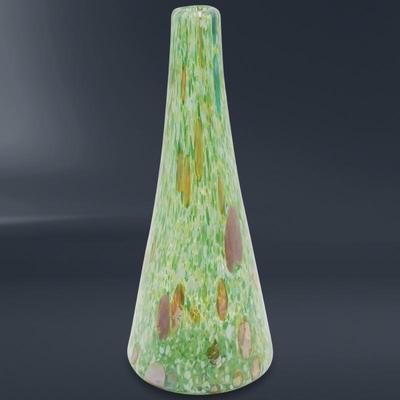 Speckled Green Glass Bud Vase