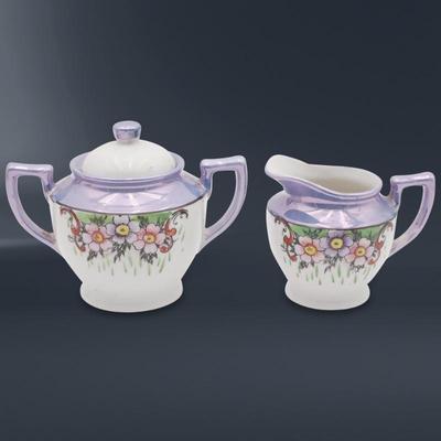 Vintage Japanese Lusterware Creamer & Sugar Bowl