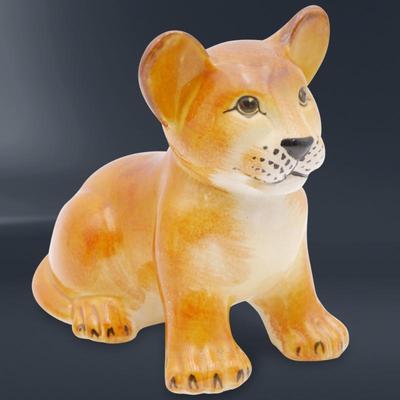 Handmade in Italy Large Ceramic Lion Cub