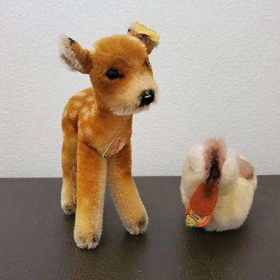 Lot 038-ER: Vintage Steiff Fawn & Duckling Duo