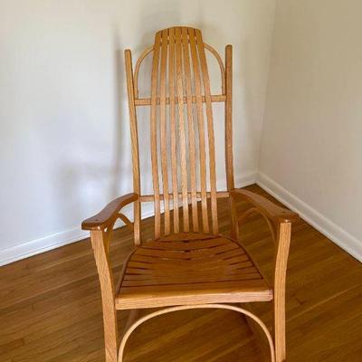 Lot 001-LR: Adirondack Oak Bentwood Rocking Chair