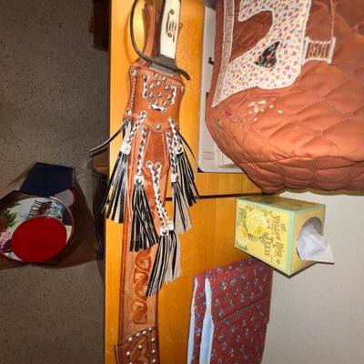 One of a kind bone handle   Santa Ana Machete and Leather case