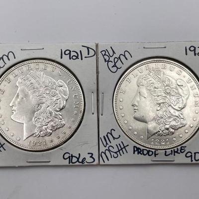 #344 • 1921-D & 1921-P Morgan Silver Dollars
