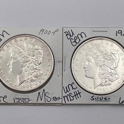 #346 • 1900-P & 1921-P Morgan Silver Dollars
