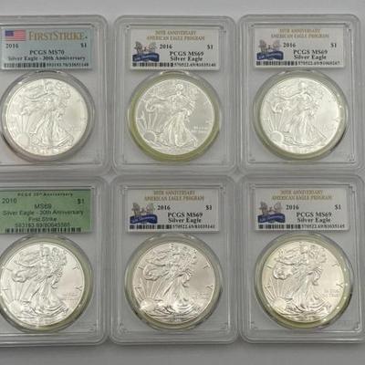 #390 • (6) 2016 1oz Fine Silver Eagle Dollars
