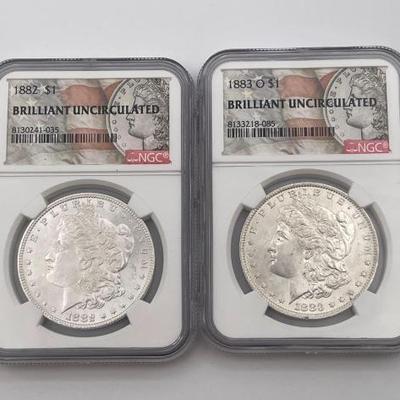 #318 • 1882-P & 1883-O Morgan Silver Dollar
