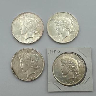 #374 • (4) 1924-1925 Silver Peace Dollars
