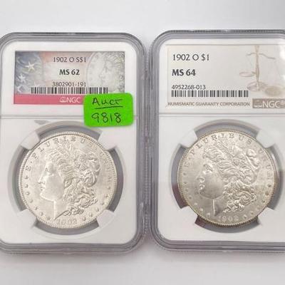 #330 • (2) 1902-O Morgan Silver Dollars
