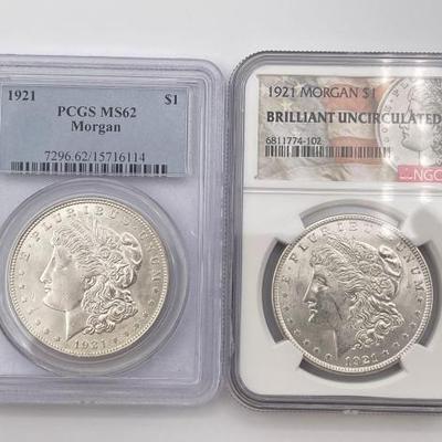 #342 • (2) 1921-P Morgan Silver Dollars
