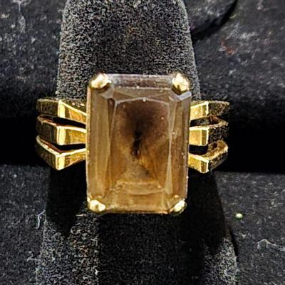 10K and Smokey Topaz Gold Ring