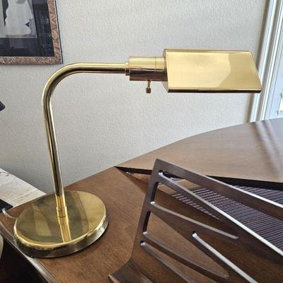  Heavy Weight Brass Desk Lamp with Movable Shade and Dimmer Light Switch