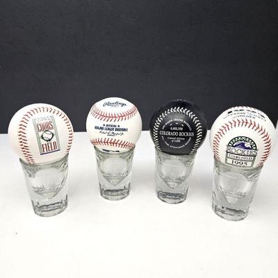 Lot #108 - Set of Four Commemorative Collectible Baseballs from the Colorado Rockies