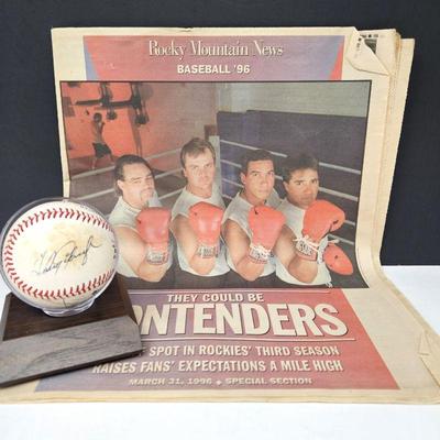 Lot #105 - Autographed Rockies Baseball Signed by the "Blake Street Bombers" - Castilla, Bichette, Galarraga, & Walker
