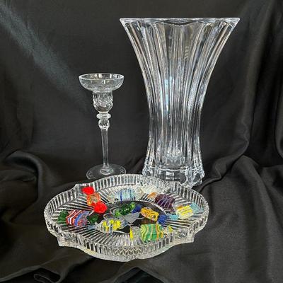 Collectible Crystal Glassware Lot - Lenox Vase, Candy Dish & More