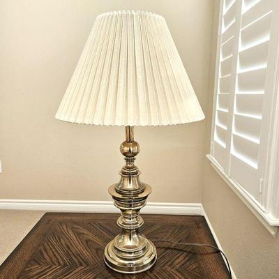 Vintage Brass Stiffel Balustrade Style Table Lamp 25" Tall w/ Pleated Shade