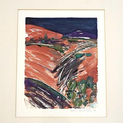 Framed and Matted Original Watercolor Monotype Art by Boulder Artist Catherine Steward Bodin - 1991 Signed