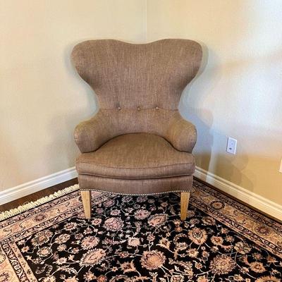 -Schnadig Tan/Brown Wingback Accent Chair From Larrabee's