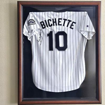 Lot #86 - Autographed and Framed Dante Bichette Baseball Jersey - Colorado Rockies