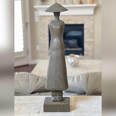 Elegant 28” Clay Figural Statue, Modern Female