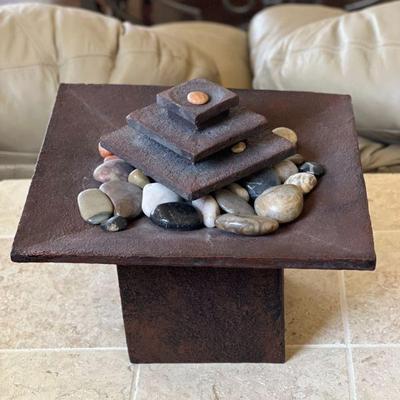 - Small 7" Modern Tabletop Fountain with River Stones