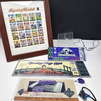 Colorado Rockies Collectibles: Sheet if U.S. Postal Stamps, Giant Opening Day Ticket, 1998 All-Star Game Tix & More