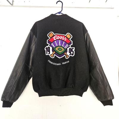 Coors Filed Jacket Inaugural Day Jacket with Leather Sleeves Size Large- Black