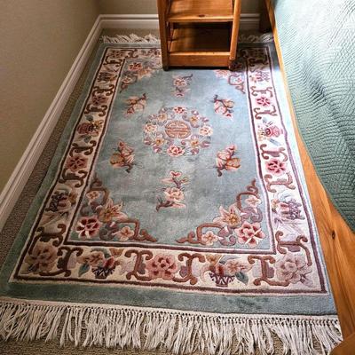 Hand Knotted Chinese Tientsin Wool Area Rug with Thick Pile, In an Aqua Blue Color 4' x 6'