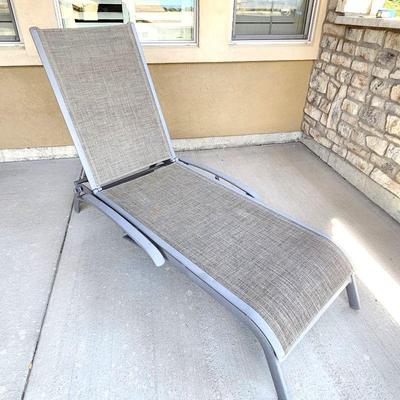 Lot #33 - Sunbrella Brand Patio Lounger Chair in Neutral Brown Tone w/ Collapsible Arms